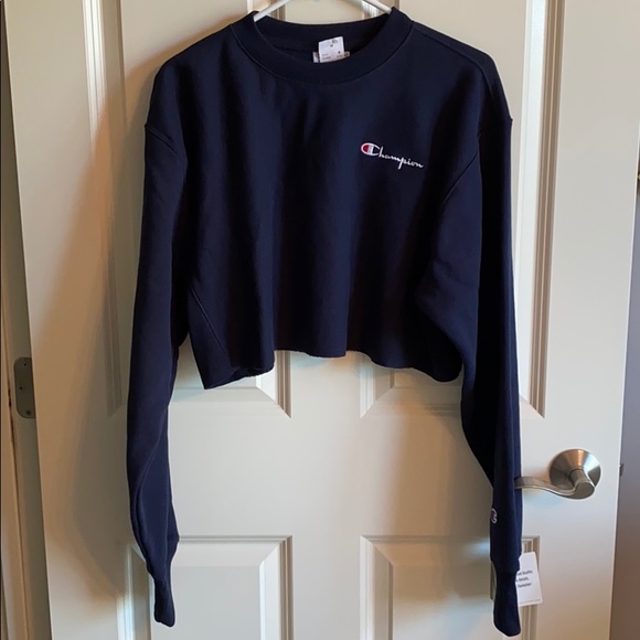 Champion Tops - Brand New Navy Champion Crop Crewneck
